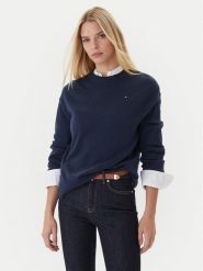 Tommy Hilfiger Sweter WW0WW46438 Granatowy Regular Fit. Niebieskie swetry TOMMY HILFIGER, xxs, bez wzorów, z wełny, bez ramiączek. Za 559.99 zł.
