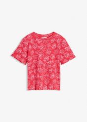 Krótki T-shirt z mieszanki bawełny. Białe t-shirty bonprix, bez wzorów, z bawełny, bez kołnierzyka, bez ramiączek. Za 17.99 zł.