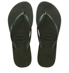 Klapki damskie Havaianas Slim. Zielone klapki Havaianas, bez wzorów, bez obcasa. Za 160.50 zł.