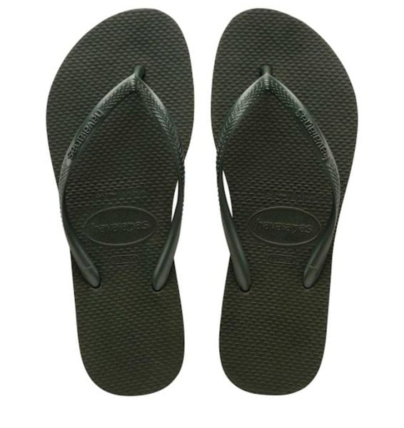 Klapki damskie Havaianas Slim. Zielone klapki Havaianas, bez wzorów, bez obcasa. Za 160.50 zł.