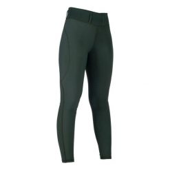 Damskie legginsy jeździeckie z pełną przyczepnością HKM Jil High Waist. Zielone legginsy HKM, bez wzorów, z materiału, z podwyższonym stanem. Za 302.50 zł.