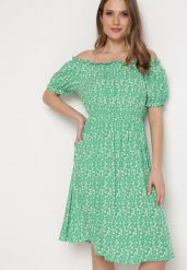 Zielona Sukienka Midi z Wiskozy Hiszpanka w Kwiatowy Print Oserafia. Zielone sukienki Born2be, m, bez wzorów, z wiskozy, boho, bez kołnierzyka, bez ramiączek, midi. W wyprzedaży za 51.99 zł.