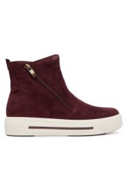 Caprice Botki 9-25451-45 Bordowy. Czerwone botki Caprice, bez wzorów, ze skóry, bez obcasa, na płaskiej podeszwie, bez zapięcia. Za 589.99 zł.