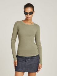 G-Star Koszulka w kolorze khaki rozmiar: XS. Brązowe bluzki G-Star, xs, bez wzorów, z bawełny, retro, bez kołnierzyka, bez ramiączek. Za 100.95 zł.