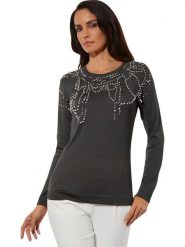 Creation L Sweter w kolorze antracytowym rozmiar: 48. Czarne swetry creation L, l, bez wzorów, bez ramiączek. Za 66.31 zł.