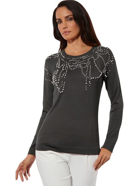 Creation L Sweter w kolorze antracytowym rozmiar: 42. Czarne swetry creation L, l, bez wzorów, bez ramiączek. Za 76.95 zł.