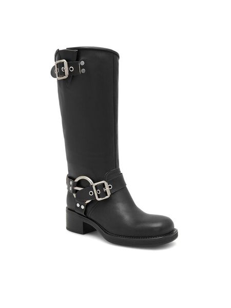 Badura Kozaki MANGUALDE-V1272-215 Czarny. Czarne kozaki Badura, ze skóry, bez obcasa, na płaskiej podeszwie, bez zapięcia. Za 479.99 zł.