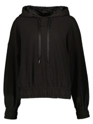 Guess Bluza w kolorze czarnym rozmiar: S. Czarne bluzy Guess, s, z aplikacjami, z kapturem. Za 114.17 zł.