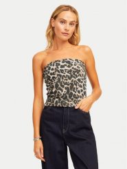 JJXX Top Fiona 12280486 Brązowy Slim Fit. Brązowe topy JJXX, xl, bez wzorów, z bawełny, bez kołnierzyka, bez ramiączek. Za 39.99 zł.