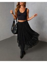 Milan Kiss Spódnica w kolorze czarnym rozmiar: XL. Czarne spódnice Milan Kiss, xl, bez wzorów, z koronki, midi. Za 165.99 zł.