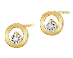 Kolczyki z żółtego i białego złota z brylantami - 0,02 ct - próba 375. Białe kolczyki Apart, z brylantem, złote. Za 649.00 zł.