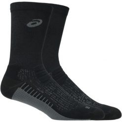 Skarpetki sportowe dla dorosłych Performance Run Crew Sock. Czarne skarpety Asics, bez wzorów, z elastanu. Za 89.99 zł.