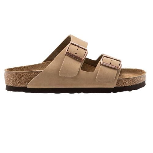 Klapki dla dorosłych Birkenstock Arizona 352201 Tabacco. Brązowe klapki Birkenstock, bez wzorów, z materiału, bez obcasa. Za 569.45 zł.
