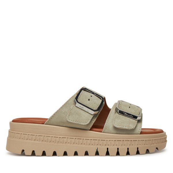 Klapki Tamaris. Białe klapki Tamaris, bez wzorów, bez obcasa. Za 299.99 zł.