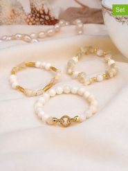 L'Atelier de Gaia Bransoletki (3 szt.) rozmiar: onesize. Białe bransoletki L'Atelier de Gaia, z kamieniem księżycowym, z mosiądzu. Za 46.95 zł.