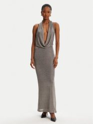 BARDOT Sukienka koktajlowa Nola Lurex Cowl 59814DB1 Srebrny Regular Fit. Szare sukienki Bardot, bez wzorów, z wiskozy, wizytowe, bez kołnierzyka, bez ramiączek. Za 749.99 zł.