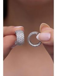 Lodie Silver Srebrne kolczyki-półkreole z cyrkoniami rozmiar: onesize. Szare kolczyki Lodie Silver, z cyrkonią, srebrne. Za 140.53 zł.