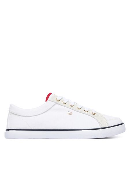 Tommy Hilfiger Tenisówki Th Low FW0FW09390 Biały. Białe trampki TOMMY HILFIGER, bez wzorów, z materiału, bez zapięcia. Za 329.99 zł.
