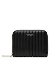 Calvin Klein Mały Portfel Damski Mini Line Quilt Md Zip Around K60K613064 Czarny. Czarne portfele Calvin Klein, bez wzorów, ze skóry. Za 149.99 zł.