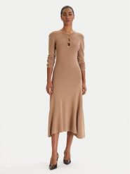 KARL LAGERFELD Sukienka dzianinowa B1W13003 Beżowy Regular Fit. Brązowe sukienki KARL LAGERFELD, l, bez wzorów, z dzianiny, bez kołnierzyka, bez ramiączek. Za 1,299.00 zł.