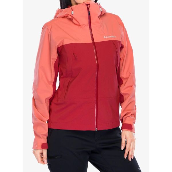 Kurtka przeciwdeszczowa damska Columbia Boulder Falls Jacket. Czerwone kurtki sportowe Columbia, bez wzorów, bez kaptura, trekkingowe. Za 450.99 zł.