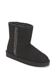 ISLAND BOOT Botki zimowe "Reine Glitter" w kolorze czarnym rozmiar: 38. Czarne botki Island Boot, na zimę, z aplikacjami, z materiału, z okrągłym noskiem, bez obcasa, bez zapięcia. Za 140.86 zł.