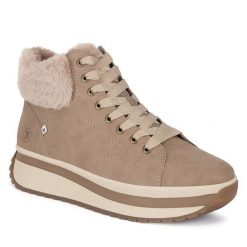 Botki Rieker Revolution Lifestyle. Brązowe botki Rieker Revolution Lifestyle, bez wzorów, bez obcasa, na płaskiej podeszwie, bez zapięcia. Za 499.99 zł.