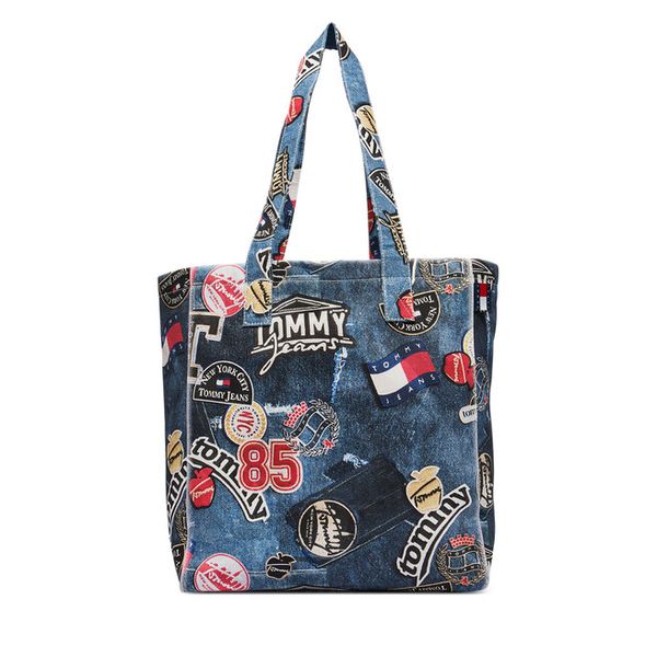 Torebka Tommy Jeans. Niebieskie shopper Tommy Jeans, bez wzorów, z jeansu, bez dodatków. Za 449.99 zł.