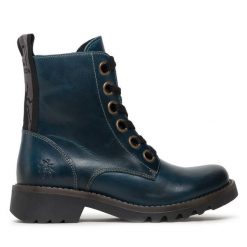 Botki Fly London. Niebieskie botki Fly London, bez wzorów, bez obcasa, na płaskiej podeszwie, bez zapięcia. Za 519.99 zł.