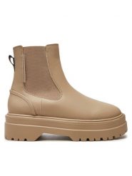 Tommy Hilfiger Sztyblety Chelsea FW0FW08162 Beżowy. Brązowe botki TOMMY HILFIGER, bez wzorów, ze skóry, bez obcasa, na płaskiej podeszwie, bez zapięcia. Za 749.99 zł.