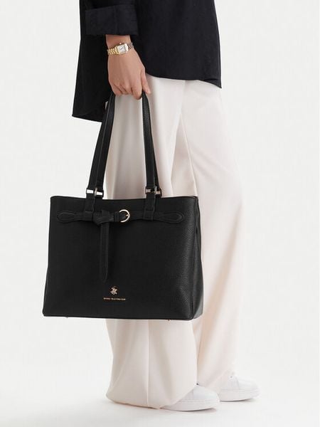 Beverly Hills Polo Club Torebka CEO-BHPC-C-004-09 Czarny. Czarne shopper Beverly Hills Polo Club, bez wzorów, z materiału, bez dodatków. Za 269.99 zł.