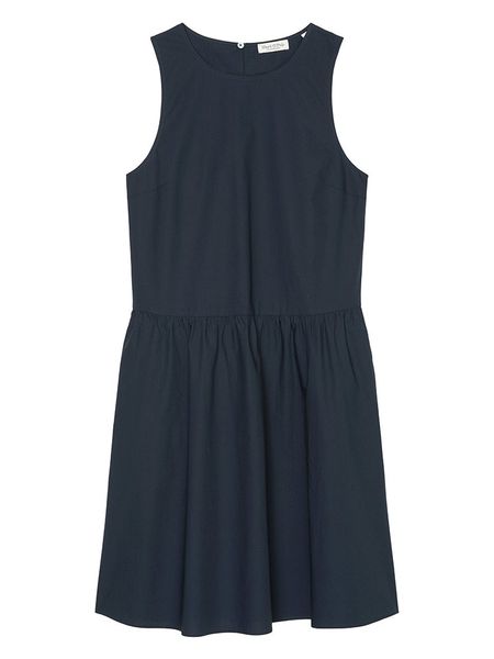 Marc O´Polo Sukienka w kolorze granatowym rozmiar: 38. Niebieskie sukienki bez wzorów, z bawełny, bez kołnierzyka, bez ramiączek, mini. Za 262.91 zł.