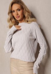 Jasnoszary Golf o Klasycznym Fasonie Anofra. Szare golfy Renee, uniwersalny, bez wzorów, bez ramiączek. Za 59.99 zł.