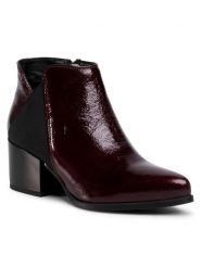 Lasocki Botki 70814-01 Bordowy. Czerwone botki Lasocki, bez wzorów, z lakierowanej skóry, bez obcasa, na słupku, bez zapięcia. Za 134.99 zł.