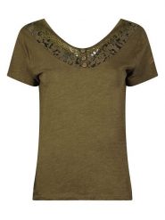 Geographical Norway Koszulka "Jixta" w kolorze khaki rozmiar: XXL. Brązowe bluzki Geographical Norway, xxl, bez wzorów, z bawełny, bez kołnierzyka, bez ramiączek. Za 41.79 zł.
