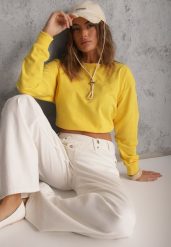 Żółta Bluza z Bawełną ze Ściągaczami przy Rękawach i w Pasie Alberia. Żółte bluzy Renee, l, bez wzorów, z bawełny, bez kaptura. Za 39.99 zł.