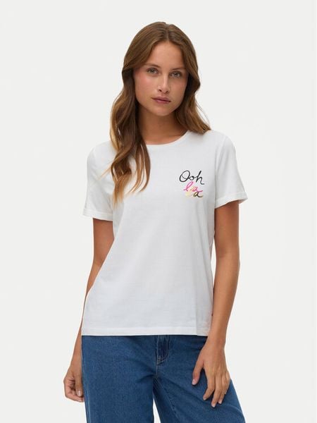 Vero Moda T-Shirt Ikami 10340181 Biały Regular Fit. Białe t-shirty Vero Moda, m, bez wzorów, z bawełny, bez kołnierzyka, bez ramiączek. Za 46.99 zł.