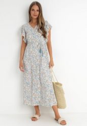 Miętowa Sukienka Lanby. Zielone sukienki Born2be, na imprezę, l, z aplikacjami, eleganckie, bez kołnierzyka, bez ramiączek, maxi. Za 99.99 zł.