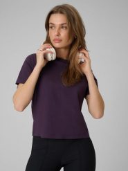 4F T-shirt regular gładki damski - fioletowy XXL. Fioletowe t-shirty 4f, uniwersalny, bez wzorów, z bawełny, bez kołnierzyka, bez ramiączek. Za 69.99 zł.