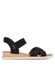 Skechers Sandały BOBS Desert Kiss - Golden Lily 114418/BLK Czarny. Czarne sandały Skechers, bez wzorów, z materiału, bez obcasa, na płaskiej podeszwie, bez zapięcia. Za 289.99 zł.