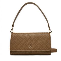 Torebka Tommy Hilfiger. Brązowe torebki klasyczne TOMMY HILFIGER, bez wzorów, bez dodatków. Za 339.99 zł.