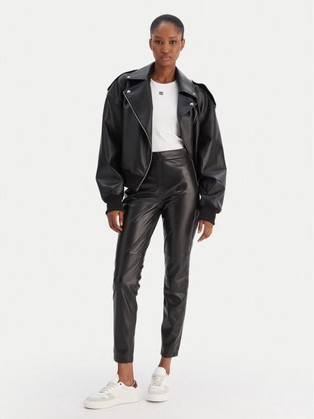 BOSS Legginsy C_Taskin 50551469 Czarny Slim Fit. Czarne legginsy Boss, bez wzorów, ze skóry. Za 679.99 zł.