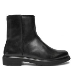 Botki ECCO. Czarne botki ecco, bez wzorów, bez obcasa, na płaskiej podeszwie, bez zapięcia. Za 869.99 zł.