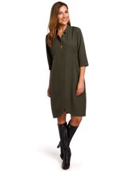 Stylove Sukienka w kolorze oliwkowym rozmiar: XL. Brązowe sukienki Stylove, na co dzień, xl, bez wzorów, bez kołnierzyka, bez ramiączek, midi, proste. Za 249.76 zł.