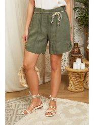 Lin Passion Lniane szorty w kolorze khaki rozmiar: 38/40. Brązowe szorty Lin Passion, bez wzorów, ze lnu, klasyczne, z podwyższonym stanem. Za 113.99 zł.