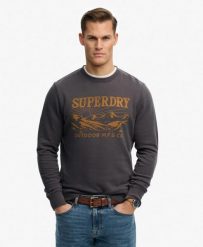 Superdry Retro Outdoor Relaxed Bluza z bawełny — Washed Black. Czarne bluzy Superdry, m, z aplikacjami, z bawełny, bez kaptura. Za 326.10 zł.