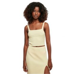 Damska krótka bluzka z dzianiny Urban Classics. Żółte bluzki Urban Classics, bez wzorów, z dzianiny, bez kołnierzyka, bez ramiączek. Za 168.00 zł.