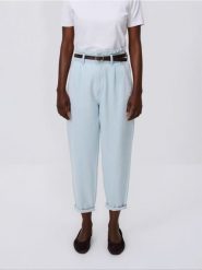 Jeansy paperbag - turkusowy. Niebieskie jeansy Reserved, bez wzorów. Za 139.99 zł.