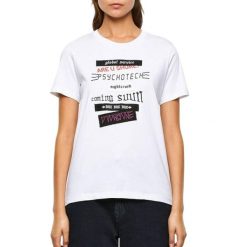 Koszulka turystyczna damska Diesel Sily. Białe koszulki sportowe Diesel, bez wzorów, z bawełny, bez ramiączek. Za 194.70 zł.