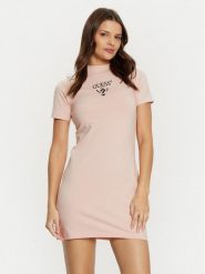 Guess Sukienka codzienna V4YK02 KCDH1 Różowy Regular Fit. Czerwone sukienki Guess, na co dzień, xl, z aplikacjami, z bawełny, bez kołnierzyka, bez ramiączek, proste. Za 219.99 zł.